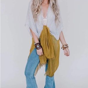 Ombre Bohemian Kimono-Mustard